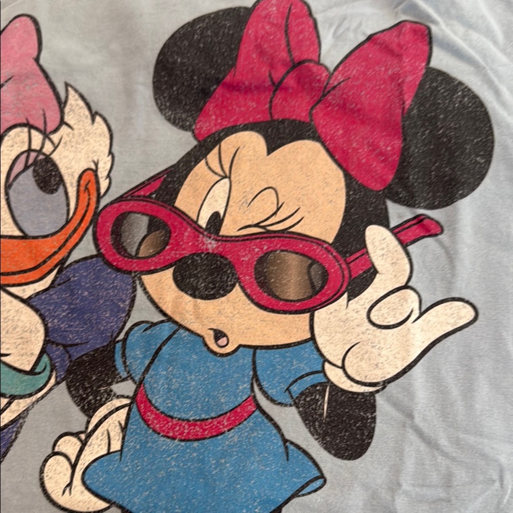 Vintage ORIGINAL Disney Blue Short Sleeve Tee with Minnie and Daisy - Picture 2 of 8